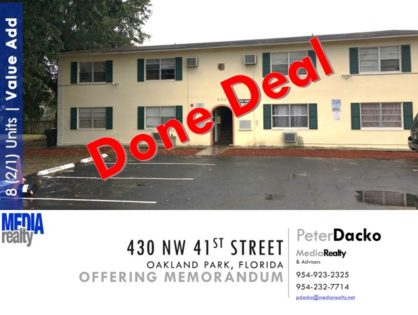 Done Deal | Oakland Park | Value Add | 8 (2/1) Apts