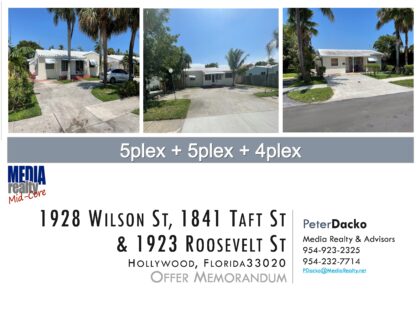 Done Deal | Mid-Core Assemblage || 5plex + 5plex +4plex = 14 Units | Wilson, Taft & Roosevelt St, Hollywood 33020