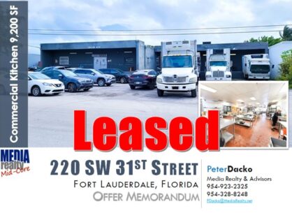 Done Deal | 9,200 SF Commercial Kitchen | Fort Lauderdale | Lease $30/SF MG