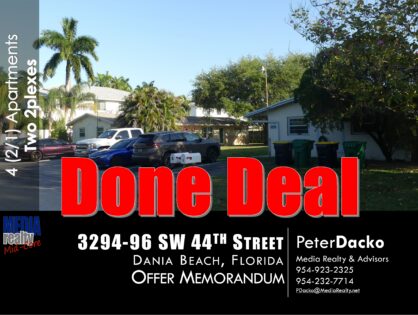 West Dania Beach | Two contiguous duplexes comprising four (4) 2-bedroom, 1-bath units